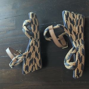 Tory Burch wedge sandals with ropey straps size 6